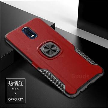 Knight Armor Anti Drop PC + Silicone Invisible Ring Holder Phone Cover for Oppo R17 - Red
