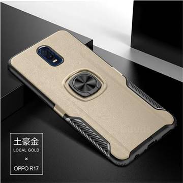 Knight Armor Anti Drop PC + Silicone Invisible Ring Holder Phone Cover for Oppo R17 - Champagne