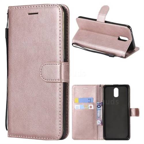 Retro Greek Classic Smooth PU Leather Wallet Phone Case for Oppo R17 - Rose Gold