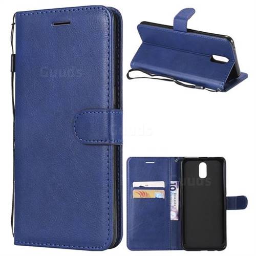 Retro Greek Classic Smooth PU Leather Wallet Phone Case for Oppo R17 - Blue