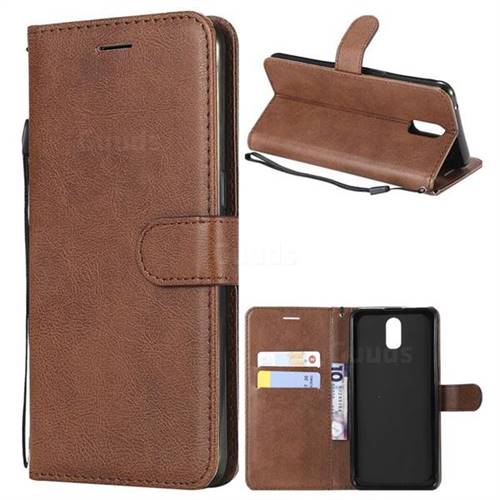 Retro Greek Classic Smooth PU Leather Wallet Phone Case for Oppo R17 - Brown