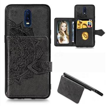 Mandala Flower Cloth Multifunction Stand Card Leather Phone Case for Oppo R17 - Black