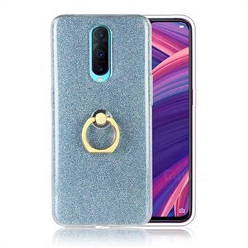 Luxury Soft TPU Glitter Back Ring Cover with 360 Rotate Finger Holder Buckle for Oppo R17 Pro - Blue
