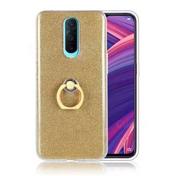 Luxury Soft TPU Glitter Back Ring Cover with 360 Rotate Finger Holder Buckle for Oppo R17 Pro - Golden