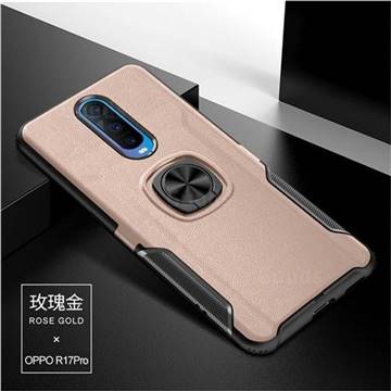 Knight Armor Anti Drop PC + Silicone Invisible Ring Holder Phone Cover for Oppo R17 Pro - Rose Gold