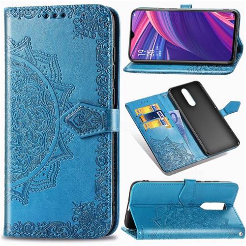 Embossing Imprint Mandala Flower Leather Wallet Case for Oppo R17 Pro - Blue