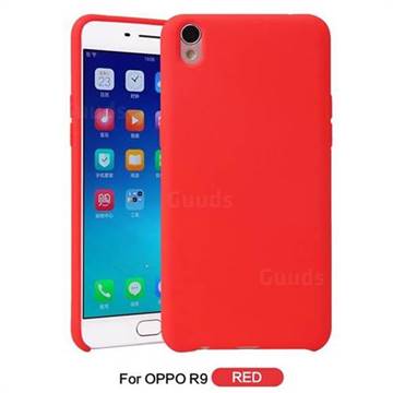 Howmak Slim Liquid Silicone Rubber Shockproof Phone Case Cover for Oppo R9 - Red