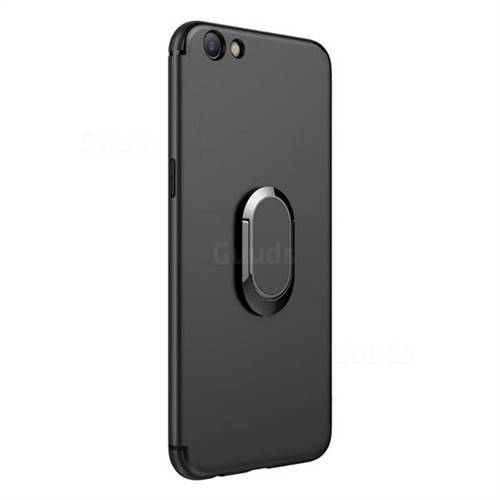 Anti-fall Invisible 360 Rotating Ring Grip Holder Kickstand Phone Cover for Oppo R9s Plus - Black