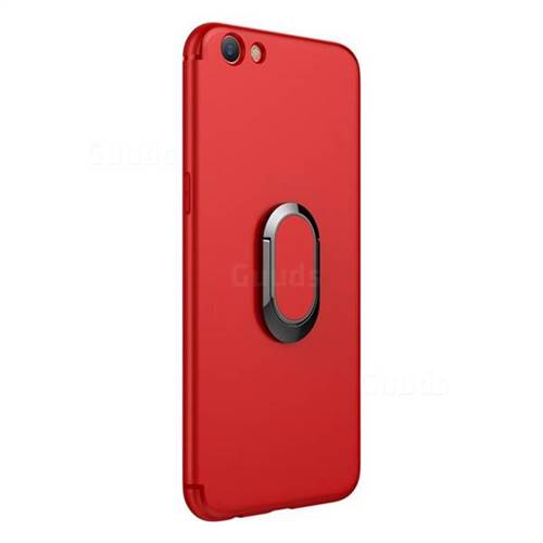 Anti-fall Invisible 360 Rotating Ring Grip Holder Kickstand Phone Cover for Oppo R9s Plus - Red
