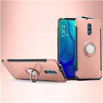 Armor Anti Drop Carbon PC + Silicon Invisible Ring Holder Phone Case for Oppo Reno - Rose Gold