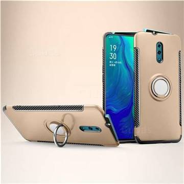 Armor Anti Drop Carbon PC + Silicon Invisible Ring Holder Phone Case for Oppo Reno - Champagne
