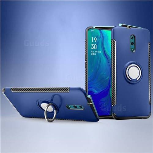 Armor Anti Drop Carbon PC + Silicon Invisible Ring Holder Phone Case for Oppo Reno - Sapphire