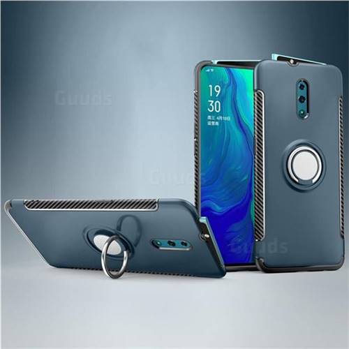 Armor Anti Drop Carbon PC + Silicon Invisible Ring Holder Phone Case for Oppo Reno - Navy