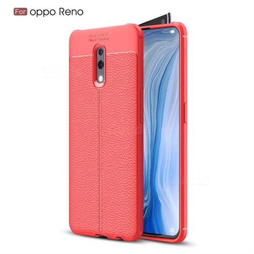 Luxury Auto Focus Litchi Texture Silicone TPU Back Cover for Oppo Reno - Red