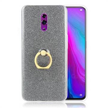 Luxury Soft TPU Glitter Back Ring Cover with 360 Rotate Finger Holder Buckle for Oppo Reno - Black