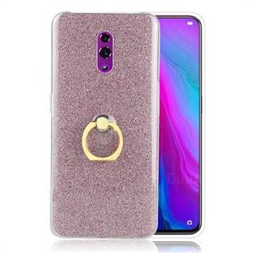 Luxury Soft TPU Glitter Back Ring Cover with 360 Rotate Finger Holder Buckle for Oppo Reno - Pink