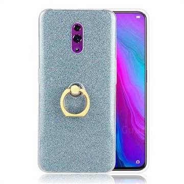 Luxury Soft TPU Glitter Back Ring Cover with 360 Rotate Finger Holder Buckle for Oppo Reno - Blue