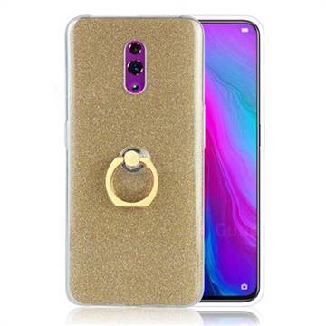 Luxury Soft TPU Glitter Back Ring Cover with 360 Rotate Finger Holder Buckle for Oppo Reno - Golden