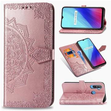 Embossing Imprint Mandala Flower Leather Wallet Case for Oppo Realme C3 - Rose Gold