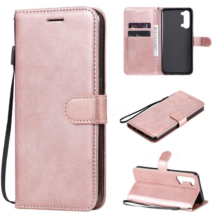 Retro Greek Classic Smooth PU Leather Wallet Phone Case for Oppo Reno 3 5G - Rose Gold
