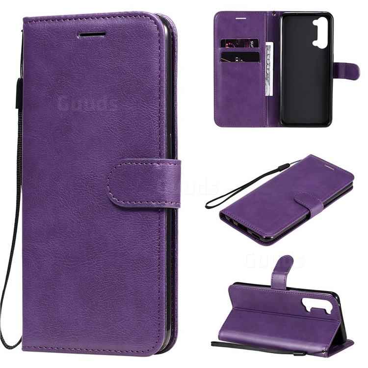 Retro Greek Classic Smooth PU Leather Wallet Phone Case for Oppo Reno 3 5G - Purple