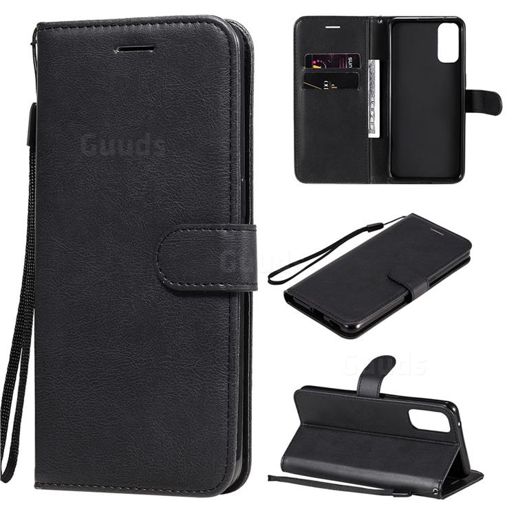 Retro Greek Classic Smooth PU Leather Wallet Phone Case for Oppo Reno4 5G - Black