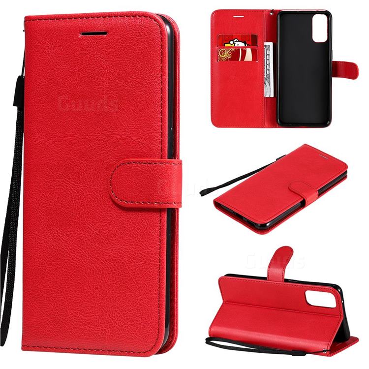 Retro Greek Classic Smooth PU Leather Wallet Phone Case for Oppo Reno4 5G - Red