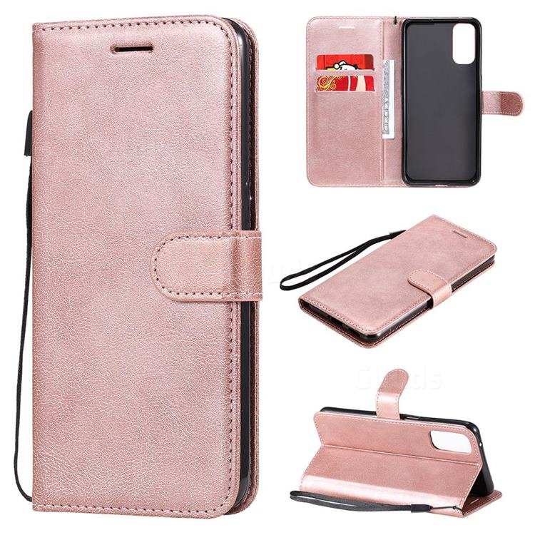 Retro Greek Classic Smooth PU Leather Wallet Phone Case for Oppo Reno4 5G - Rose Gold