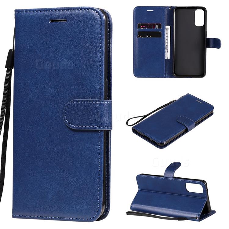 Retro Greek Classic Smooth PU Leather Wallet Phone Case for Oppo Reno4 5G - Blue