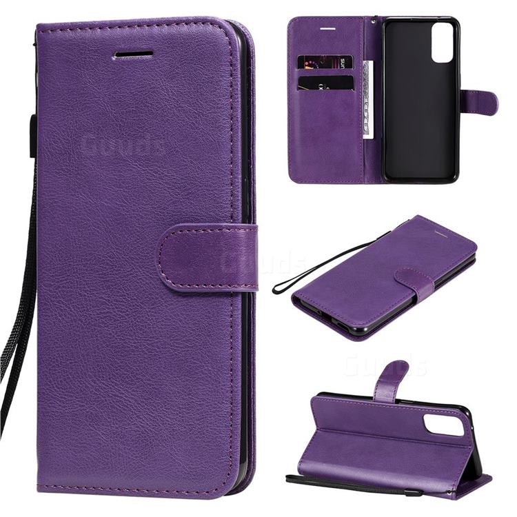 Retro Greek Classic Smooth PU Leather Wallet Phone Case for Oppo Reno4 5G - Purple