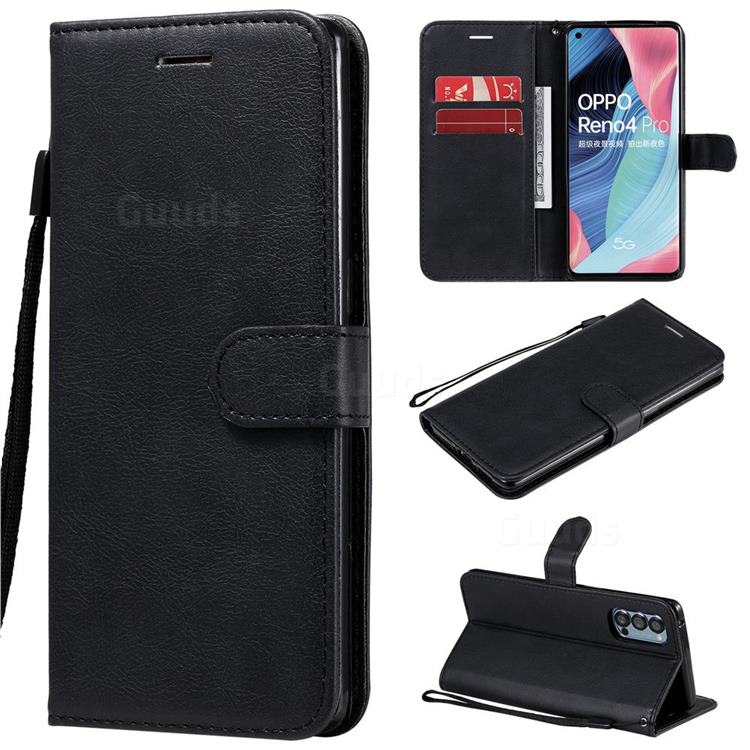 Retro Greek Classic Smooth PU Leather Wallet Phone Case for Oppo Reno4 Pro 5G - Black