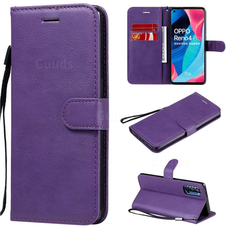Retro Greek Classic Smooth PU Leather Wallet Phone Case for Oppo Reno4 Pro 5G - Purple