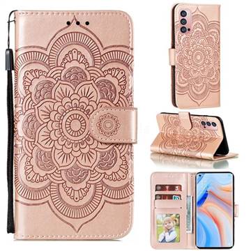 Intricate Embossing Datura Solar Leather Wallet Case for Oppo Reno4 Pro 5G - Rose Gold