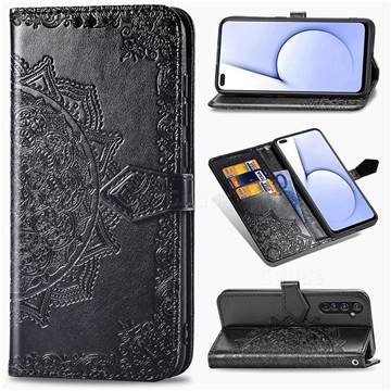 Embossing Imprint Mandala Flower Leather Wallet Case for Oppo Realme X50 Pro 5G - Black
