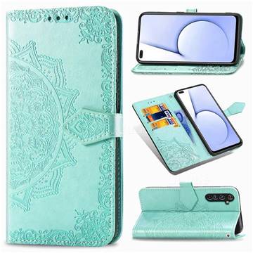 Embossing Imprint Mandala Flower Leather Wallet Case for Oppo Realme X50 Pro 5G - Green