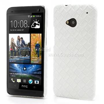 Woven Pattern Leather Coated Hard Case for HTC One M7 801e - White