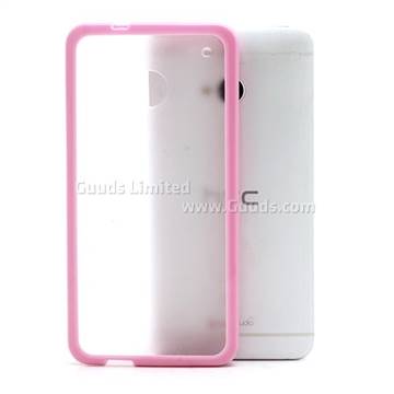 Matte Plastic Back Cover with TPU Bumper for HTC One M7 801e - Transparent / Pink
