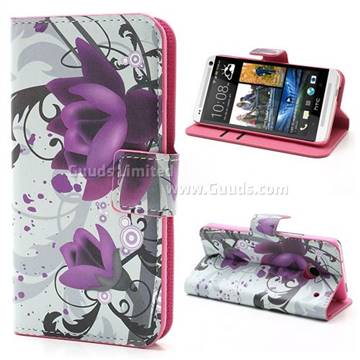 Lotus Flower Leather Wallet Case for HTC One M7 801e