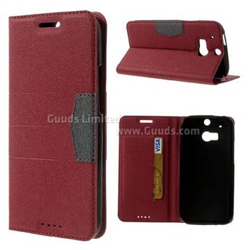 Gold-Sand Texture Leather Case for HTC One M8 - Red
