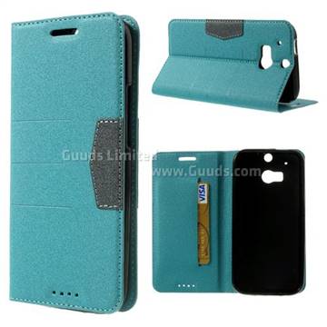 Gold-Sand Texture Leather Case for HTC One M8 - Light Blue