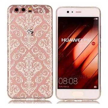 White Lace Flowers Super Clear Soft TPU Back Cover for Huawei P10