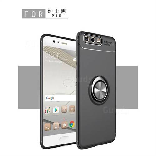 Auto Focus Invisible Ring Holder Soft Phone Case for Huawei P10 - Black