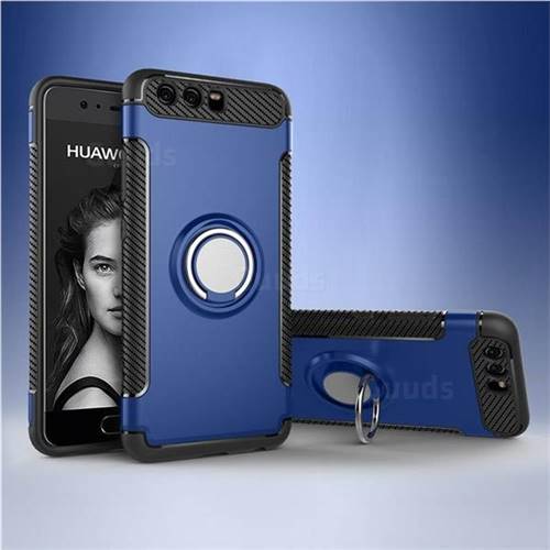 Armor Anti Drop Carbon PC + Silicon Invisible Ring Holder Phone Case for Huawei P10 - Sapphire