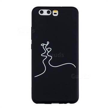 Kiss Stick Figure Matte Black TPU Phone Cover for Huawei P10