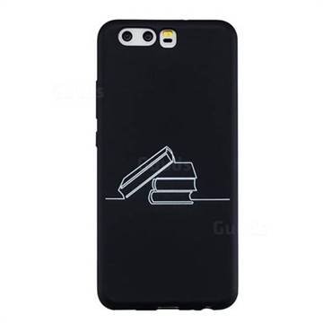 Book Stick Figure Matte Black TPU Phone Cover for Huawei P10