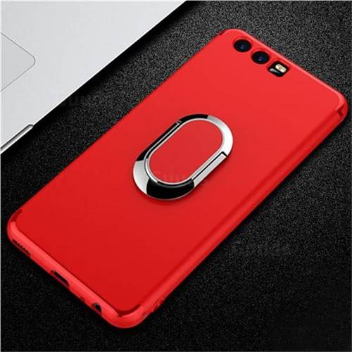 Anti-fall Invisible 360 Rotating Ring Grip Holder Kickstand Phone Cover for Huawei P10 - Red