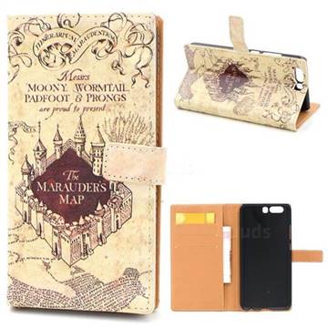 The Marauders Map Leather Wallet Case for Huawei P10