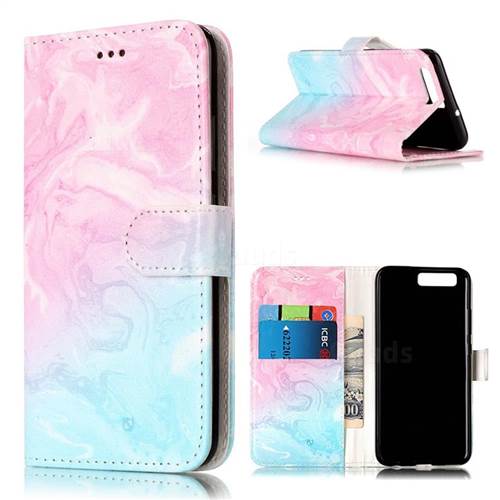 Pink Green Marble PU Leather Wallet Case for Huawei P10