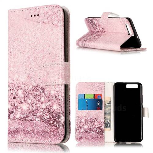 Glittering Rose Gold PU Leather Wallet Case for Huawei P10