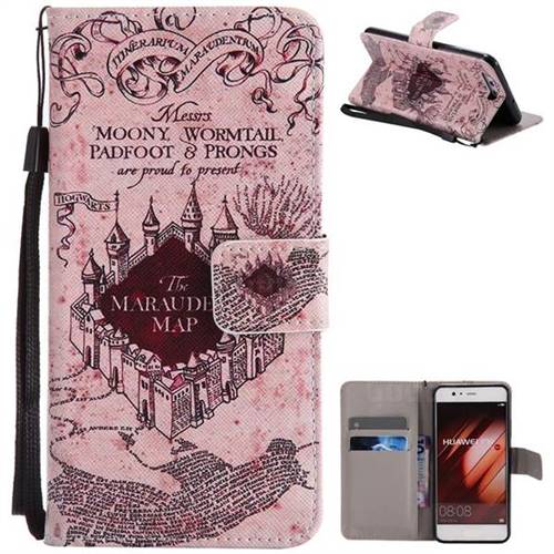 Castle The Marauders Map PU Leather Wallet Case for Huawei P10